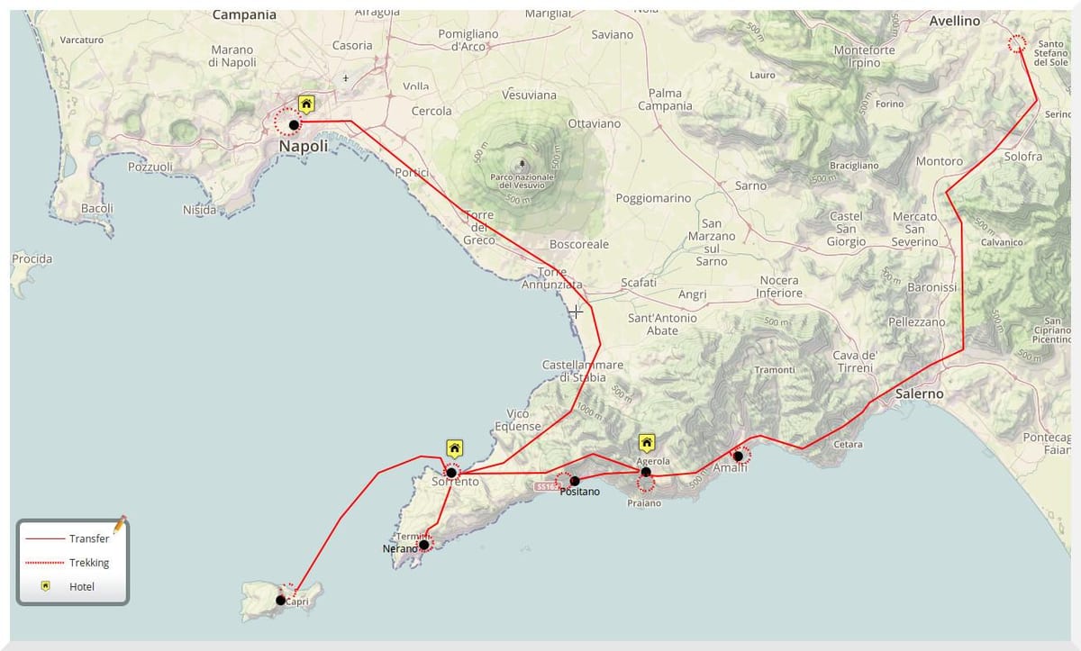 Kat jeyografik nan naples an itali ap mache vwayaj