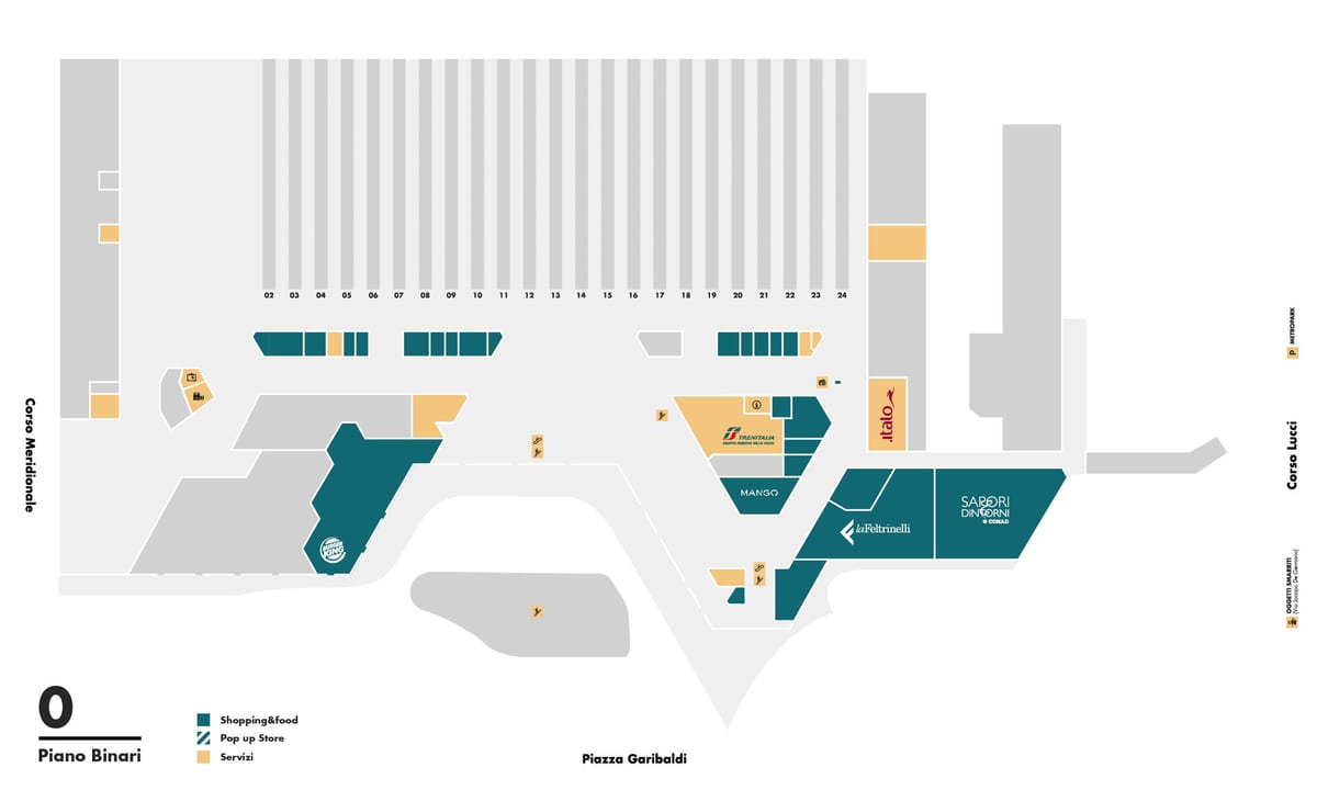 Kat jeyografik nan napoli centrale estasyon tren a