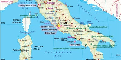 Kat jeyografik nan naples an itali nan zòn ki antoure